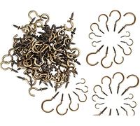 SISI UK® 10pcs Hooks Pack Antique Brass Shouldered Cup Plastic Kitchen Screws in Mug Peg Loop (25 mm)