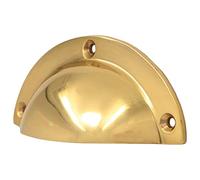 SISI UK 10x Polished Brass 85mm Door Cabinet Cup Shell for Pull Handle Kitchen Cupboard Brass Bin Cup Handles Cup Pulls Drawer Handles Shell Cup Pull Handles for Cabinets.