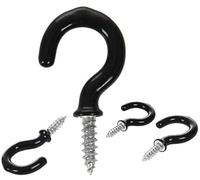 SISI UK 19 mm Screw in Hooks Black Shouldered Cup Plastic Black Cup Hooks Kitchen Screws in Mug Peg Plastic Coated Ceiling Hooks Vinyl Utility Hooks Loop 20 Pack