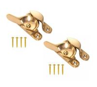 Sisi UK 2 Pack Brass Sash Window Fasteners 65mm Narrow Fitch Style For Wooden Windows Secure Twist Lock Polished Finish