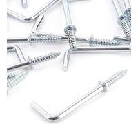 SISI UK 20 Pack Silver Plated Shouldered Dresser Hooks Screw in Dresser Hooks Cup Hook L Shape Hanging Hanger Cup Hangers 30mm/1.25” L Screw Hooks for Hanging Party Celebration Light Strings.