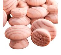 SISI UK 20 Pieces Small Pre-Drilled 40mm Door Knobs Traditional Unlacquered Pine Wooden Cupboard Cabinet Door Knob for Chest Drawer Cupboard Kitchen Wardrobe Door Pull Handle Knobs.