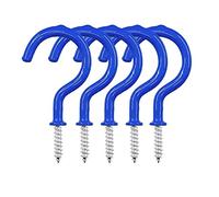 SISI UK 20PCS Cup Hook Metal Ceiling Hooks Multipurpose Vinyl Coated Screw-in Wall Hooks for Hanging Plants, Cups,Kitchen Hooks, Utensils, Lights and Stuff Great for Indoor & Outdoor Use (Blue, 32mm)