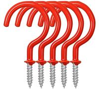 SISI UK 20PCS Cup Hook Metal Ceiling Hooks Multipurpose Vinyl Coated Screw-in Wall Hooks for Hanging Plants, Cups,Kitchen Hooks, Utensils, Lights and Stuff Great for Indoor & Outdoor Use (Red, 19mm)
