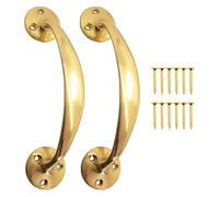 SISI UK 2X Polished Brass 7-Inch/ 175mm Victorian Bow Pull Handles with Screws Brass Bow Handle Sliding Barn Door Handle for Furniture or Sash Window Frames Cabinet Drawer Cupboard Knobs.