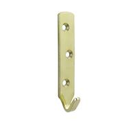 SISI UK® 4 x Heavy Duty Brass Plated J Hooks 3 Hole 80mm - Hold up to 35KG (Each Hook) inc Screws & Rawplugs