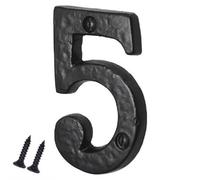 Sisi UK Antique Black Door Number Screw On 3 Inch Cast Iron Elegant & Bold Numerals For All Door Types Wooden Upvc & Composite (Number 5)