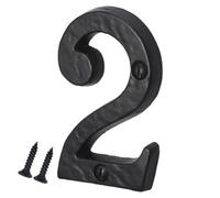 Sisi UK Antique Black Door Number Screw On 3 Inch Cast Iron Elegant & Bold Numerals For All Door Types Wooden Upvc & Composite (Number 2)