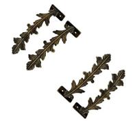 Sisi UK Antique Brass Leaf Curtain Tiebacks Vintage Leaf Curtain Holdbacks Decorative Brass Wall Hooks For Drapes & Window Treatments X 4