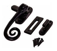 Sisi UK Antique Range Casement Fastener Black Monkey Tail Window Fastener Curly End Traditional Cast Iron Latch For Wooden Window Catch X1