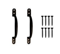 SISI UK Black Cast Iron Hot Bed Handles 150mm (6 inch) Black Japanned Door Handles Garden Gate D Pull Handles with Fixing Screws for Door Shed Garden Indoor & Outdoor Use Pack of 2