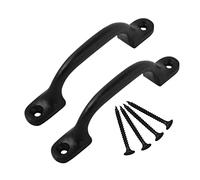 SISI UK Black Door Bows Pull Handles 4 Inch Sliding Barn Door Handle Retro Bow Shaped Garden Gate Garage Shed Cabinets Door Grab Handles with Screws Pack of 2.