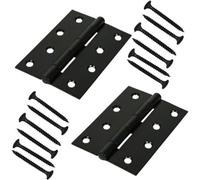 Sisi UK Black Folding Butt Hinges 4" Heavy Duty Mild Steel Internal & External Timber Door Hinges Square Corners Black Powder Coated X 2Pc