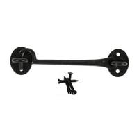 Sisi UK Black Malleable Iron Cabin Hook And Eye Latch 300mm Gate, Door & Window Secure Latch Durable Metal Hook For Shed Closet & Cabinet