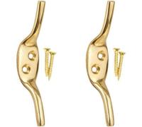 SISI UK Brass Cleat Hooks Roman Blind Tie Back Brass Cord Hooks Washing Line Tie Downs Curtain Blind Cleat Hook Pack Of 2