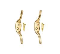 SISI UK Brass Cleat Hooks Roman Blind Tie Back Brass Cord Hooks Washing Line Tie Downs Curtain Blind Cleat Hook Pack of 4.