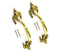 Sisi UK Brass Door Pull Handle 175mm Fleur De Lys Pull Handles Vintage Cabinet Cupboard & Drawer Handle Antique Brass Finish With Screw X2