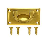 SISI UK Brass Flush Door Pull Handle 70mm Vintage Polished Brass Flush Drop Pull Handle with Fixing Screws for Window Cupboard Cabinet Wardrobe Face Fix Pack of 1