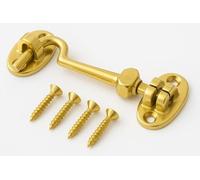 SISI UK® Cabin Hook 50mm Polished Brass Door Handle Store,Gate Latch, Door Latch, Door Hook, Hook and Eye Latch, Cabin Hook, Gate Hook, Hook and Eye, Garden Gate Latch, Door Catch (with Screws)