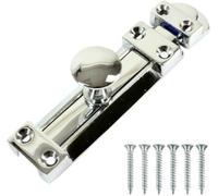 SISI UK Chrome Door Bolts 4 Inch Flat Bolt Surface Door Latches Tower Bolt Sliding Lock Flat Slide Safety Door Barrel Bolt With Screws