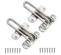 SISI UK Chrome Plated Front Door Swing Bar Door Security Chain Restrictor Door Guard Window Lock Latch Heavy Duty Strong Home Safety X 2