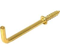 SISI UK Dresser Hooks 32mm Electro Brass Screw in Dresser Hooks Cup Hook L Shape Hanging Hanger L Screw Hooks for Hanging Party Celebration Light Strings Pack of 25.