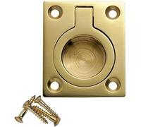 SISI UK Flush Ring Pull Handle 38mm X 50mm Polished Brass Flush Hatch Locker Cabinet Pull Lift Boat Marine Yacht (Pack Of 1)