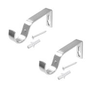SISI UK Heavy Duty Large 28mm Satin Chrome Curtain Pole Holder Bracket Curtain Rod Brackets Set Metal Curtain Pole Holder With Screws for Wall Home Bedroom Office Pack of 2.
