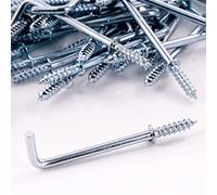 SISI UK Large 50mm / 2-Inch Zinc L-Shaped Screw-in Hooks for Hanging Party Lights and Decorations - Pack of 10
