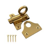 SISI UK Polished Brass Fanlight Window Catch 60mm Security Pull Ring Spring Bounce Door Bolt Latch Lock for Window Cupboard Cabinet Wardrobe Pack of 1