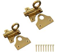 Sisi UK Polished Brass Fanlight Window Catch 60mm Spring Loaded Pull Ring Latch Lock For Window Cupboard Cabinet Wardrobe Pack Of 2