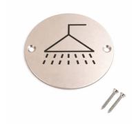 Sisi UK Shower Door Sign 76mm Satin Aluminium Disc Screen Printed Bathroom Shower Room Sign With Fixing Screws Pack Of 1
