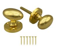 SISI UK Solid Brass 65mm Victorian Style Oval Pair Mortice Knob Set Traditional Antique Door Knob for Internal & External Doors
