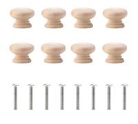 SISI UK Solid Pine Wood Cabinet Knobs with Screws 40mm Mushroom Drawer Knobs Door Pull Handles for Kitchen Cupboards & Wardrobe Doors Pack of 8