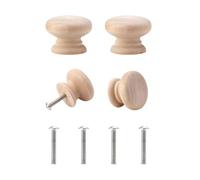 SISI UK Solid Pine Wood Cabinet Knobs with Screws 50mm Mushroom Drawer Knobs Door Pull Handles for Kitchen Cupboards & Wardrobe Doors Pack of 4
