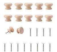 SISI UK Solid Pine Wood Cabinet Knobs with Screws 50mm Mushroom Drawer Knobs Door Pull Handles for Kitchen Cupboards & Wardrobe Doors Pack of 12