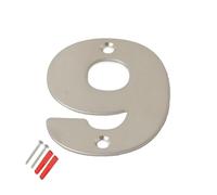SISI UK® Stainless Steel Front House Door Numbers with Brushed Finish Large 6'' with fixings (Number 9)