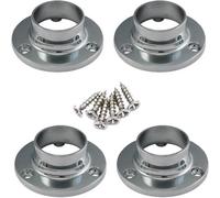 SISI UK Wardrobe Rail Locking End Socket Suit 19mm Round Chrome Wardrobe Hanging Sockets With Screws Wardrobe Rod Socket X 4