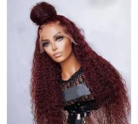 SISIFIRE Dark Burgundy Water Wave Glueless Lace Wig for Women 99J Natural Wavy Wet and Wavy Synthetic Heat Resistant