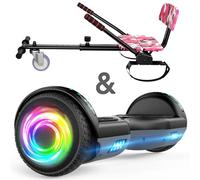 SISIGAD 6.5" Hoverboard avec Hoverkart, Hoverboard Off-Road All Terrain Balancing Scooter avec Haut-parleurs Bluetooth et Lumières LED, Hoverboard Kids Teens