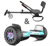 SISIGAD Hoverboard go Kart Seat,8.5" Off Road Hoverboards with LED Lights, All Terrain Hoverboards, Self Balancing Scooter with Bluetooth Speaker,Music Hoverboard Go Kart Bundle,Silver