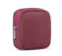 SiSiMu Mini Makeup Bag for Purse - Small Corduroy Cosmetic Pouch with Metal Zipper, Compact Travel Essentials Bag for Cosmetics, Jewelry, Cables - Cute and Vintage Design, Perfect for Gift Giving