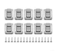 SiSinkal 10pcs Retro for TOGGLE Catch Lock Silver Metal Curved Buckle Hasp for Antique Wooden Jewelry Box Suitcase Trunk Latch Chest Case Hardware Kit with Screws 3.8x2.5cm
