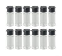 Sisinkal 12 Pieces Kitchen Seasoning Spice Pepper Salt Storage Bottle Container Transparent Plastic Condiment Jars With Rotating Lid For Home Cooking Restaurant BBQ