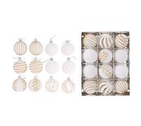 Sisinkal 12PCS 6CM Christmas Ball Ornaments Tree Decorations for Holiday Wedding Party Home Garden Decoration Hanging Decor White Red PET Material(B)