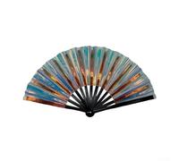 SiSinkal 13 Inch Colourful Foldable Hand Fan, Large Clap Fan for Dancing and Recitals, Compact Portable Design for Travel, Effective Cooling Solution for Hot Summer Days(A)