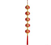 SiSinkal 2026 Year of the Horse Chinese New Year Lanterns Flocked Red String with Fu Ornaments for Outdoor Door Hanging Garden Decor Festive Party Supplies Home Decoration(B)