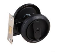 SiSinkal 304 Stainless Steel Invisible Pull Ring Door Lock Silent Anti-Theft Latch for Wooden Metal Doors 35-50mm Width Smooth Handle 90 Degree Opening Home Improvement(black)