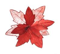 Sisinkal 30cm Christmas Poinsettia Glitter Flower Hanging Decoration for Tree Party Home Holiday Ornament Artificial Plant Festive Decor(Red)
