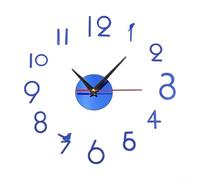 SiSinkal 3D Frameless Wall Clock with Large Silent Hands and Acrylic Mirror Number Stickers for Modern Living Room Bedroom Kitchen Office Home Decoration(Blue)